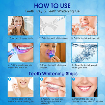 3D Teeth Whitening Strips with Light,Teeth Whitening Kit,11 Teeth Whitening Gel,Dental Whitener,Home Professional Bleaching Kit LED Light Dental,Reduce Yellow Teeth and Smoke Marks Black Teeth