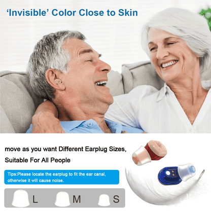 Aid Digital Personal Sound Amplifier Devices for Seniors, Mini Digital Personal Sound Amplifiers for Seniors with Charging Box, 1 Pair