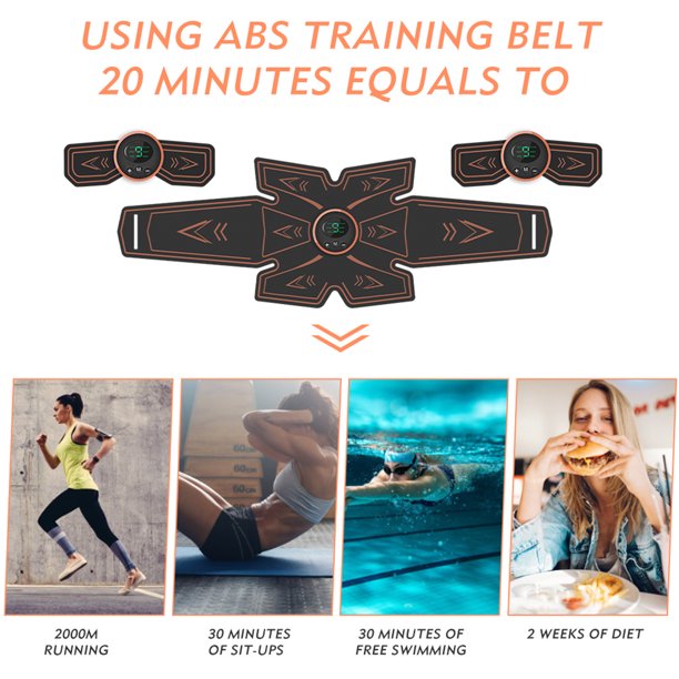 Qunler Abs Stimulator, Ab Stimulator, Rechargeable Ultimate Muscle Toner Trainer for Men Women Abdominal Fitness Workout EMS Muscle Stimulation with 16 Extra Gel Pads