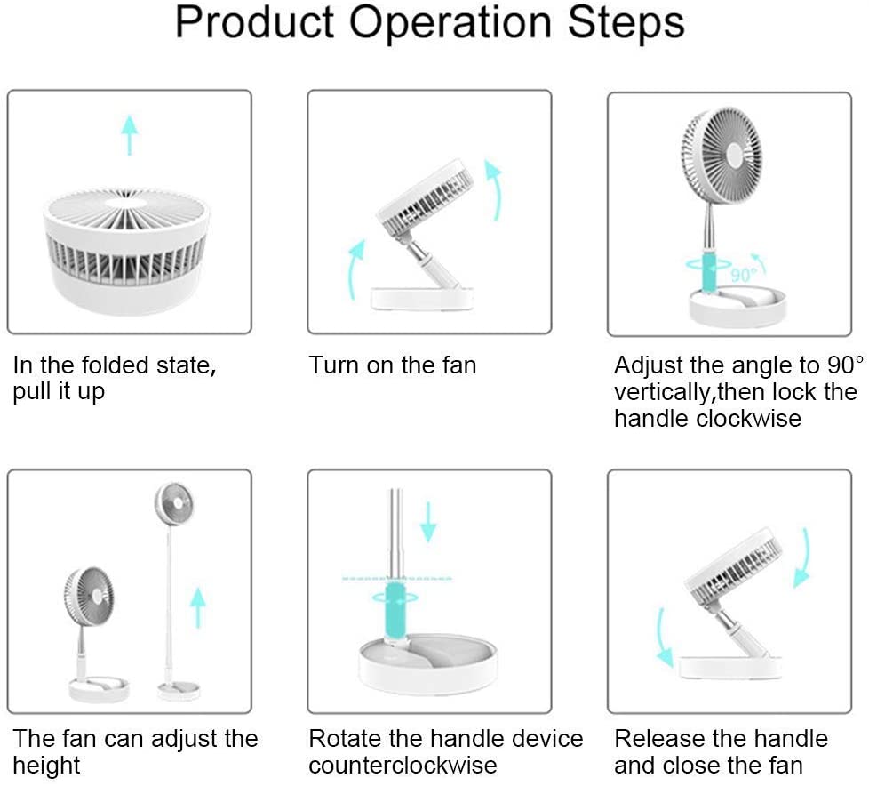 Portable Standing Fan with Remote Controller, 16" Foldable Fan, 7200mah Rechargeable Quiet USB Mini Folded Floor Fan, Pedestal Fans for Personal Bedroom Office Fishing Camping Travel