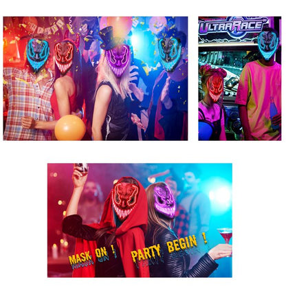 Melliful Halloween Led Mask for Adults Kids, Scary Led Light Up Venom Mask with 3 Lighting Mode EL Wire for Festival Cosplay Costume Parties Carnival for Adults Kids