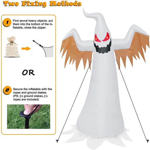 Halloween Inflatables 8 Ft Red Eye Ghost with Color Changing LEDs Decoration, Outdoor Halloween Inflatables Party Decor for Yard Lawn Patio Garden Party