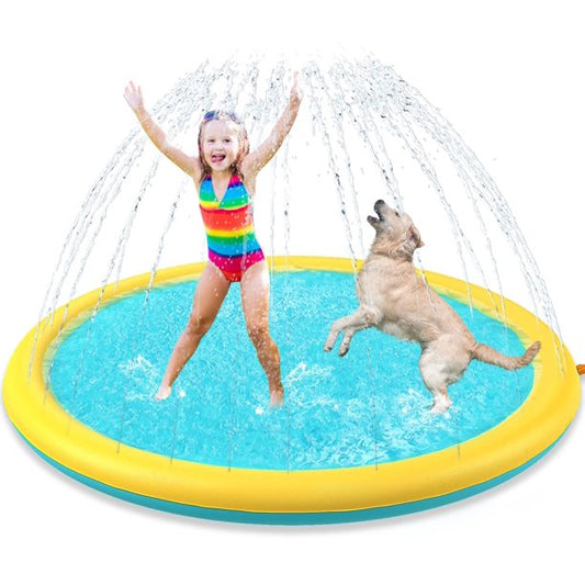 Splash Pad Sprinkler for Kids Toddlers 68" Splash Water Pad,Outdoor Swimming Pool Splash Play Mat Water Toys for Children for Fun Games Learning