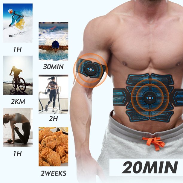 vinsic Abs Stimulator, EMS Muscle Stimulation ABS Belt for Men and Women, Arm and Leg Trainer, Home Gym Fitness Equipment with 14 Extra Gel Pads,6 Modes 10 Levels, USB Charging (Black)