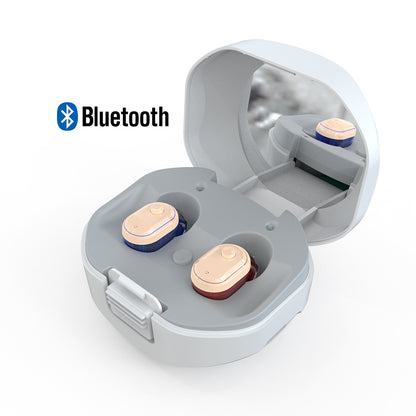 Portable Rechargeable Hearing Aids for Seniors, Noise Cancelling Hearing Amplifier and Voice Enhancer TV Earbuds with Charging Box