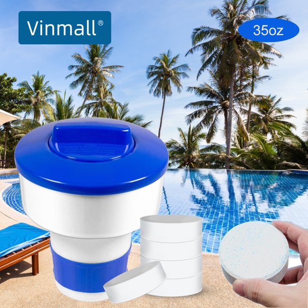 Melliful Pool Chlorine Tablets, Long Lasting 3 Inch Chlorine Tablets with 7 Inch Floating Chlorine Dispenser