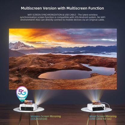 Doosl Projector with 120 Inch Projector Screen, 5G WiFi Projector, Full HD Native 1080P Projector, Compatible with 4K Smartphone TV Stick HDMI VGA USB TF AV, for Home Cinema Outdoor Indoor Movie