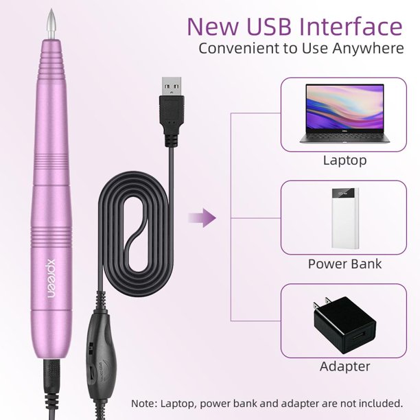 Portable Electric Acrylic Nail Drill File Buffer Machine Kit for Liquid Monomer Dip Powder Polygel Gel Polish Tips with Professional Salon Manicure Pedicure Brush Efile Set 25pcs Sanding Band