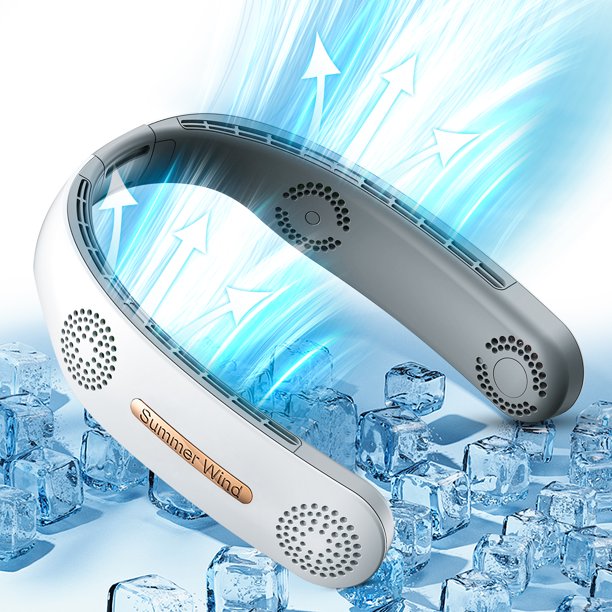 Portable Neck Fan, Rechargeable 6000mAh Battery Operated Wearable Personal Bladeless Fan, 360°Cooling Hands-Free Fan with 3 Speeds, Leafless Neck Fan for Travel, Outdoor, Home, Office