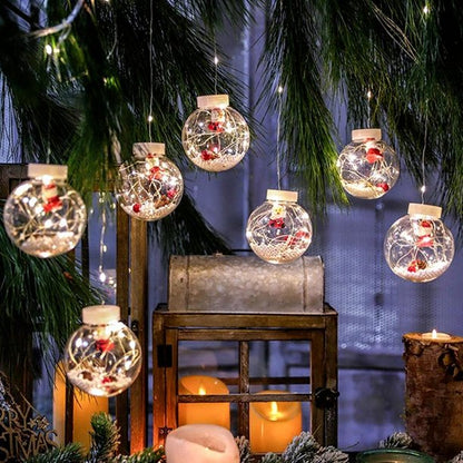 10LEDs Globe Christmas String Lights,IFanze Xmas Ball Curtain Light for Yard Home Party Porch Decor (Warm White)