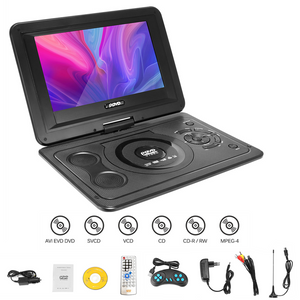 iFanze 13.9" Portable DVD Player, Built-in Rechargeable Battery, 13.9" Swivel Screen, Support CD/DVD/SD Card/USB, Remote Control (Black)