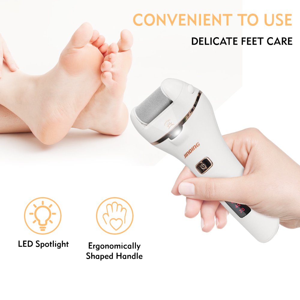 Electric Callus Remover, Rechargeable Foot File Hard Skin Remover Pedicure Tools for Feet Electronic Callus Shaver Waterproof Pedicure kit for Cracked Heels and Dead Skin with 2 Roller Heads