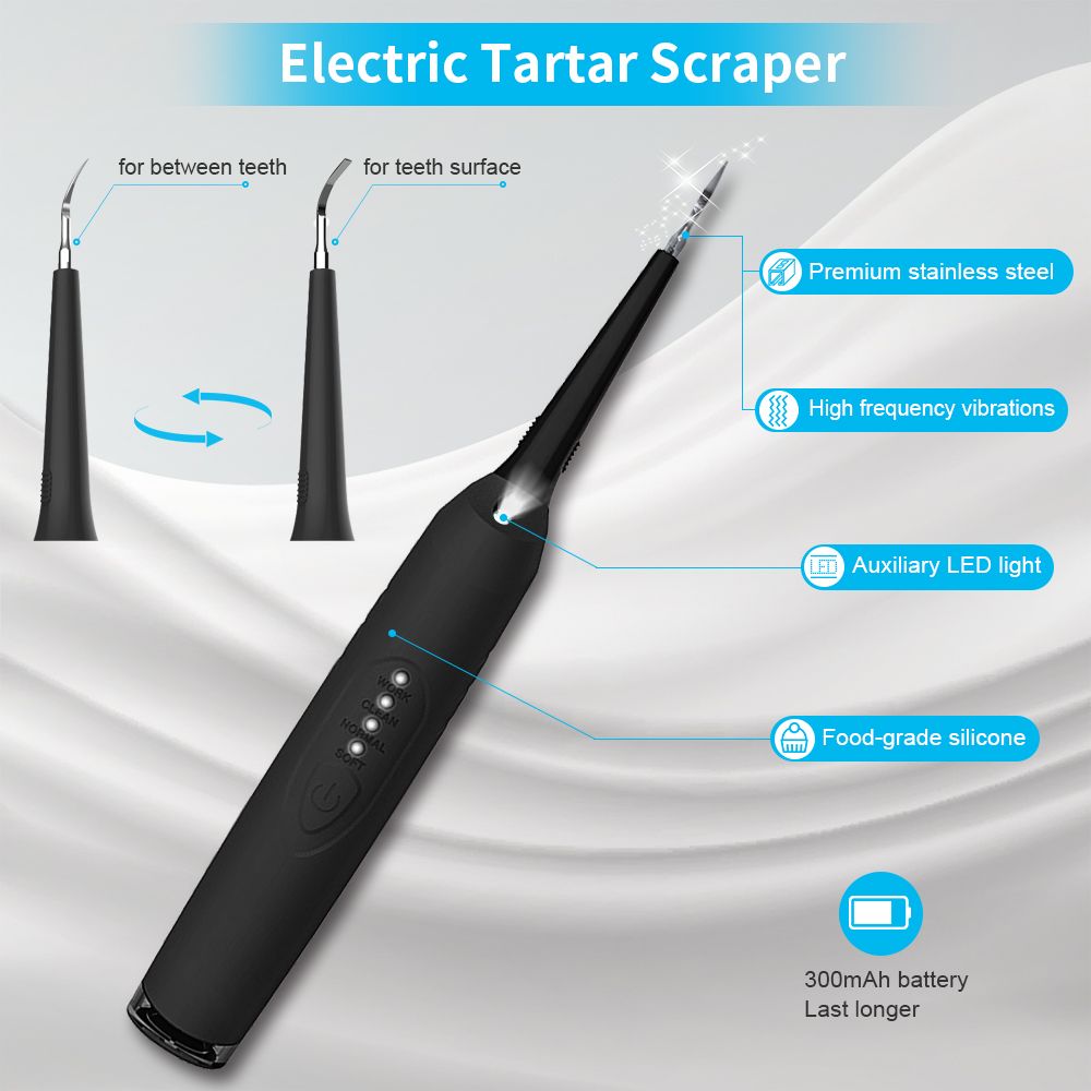 Tartar Remover for Teeth, Portable 5 in 1 LED Plaque Remover, Dental Tools Teeth Stain Remover, Dental Calculus Remover with Dental Floss Mirror and Tweezer