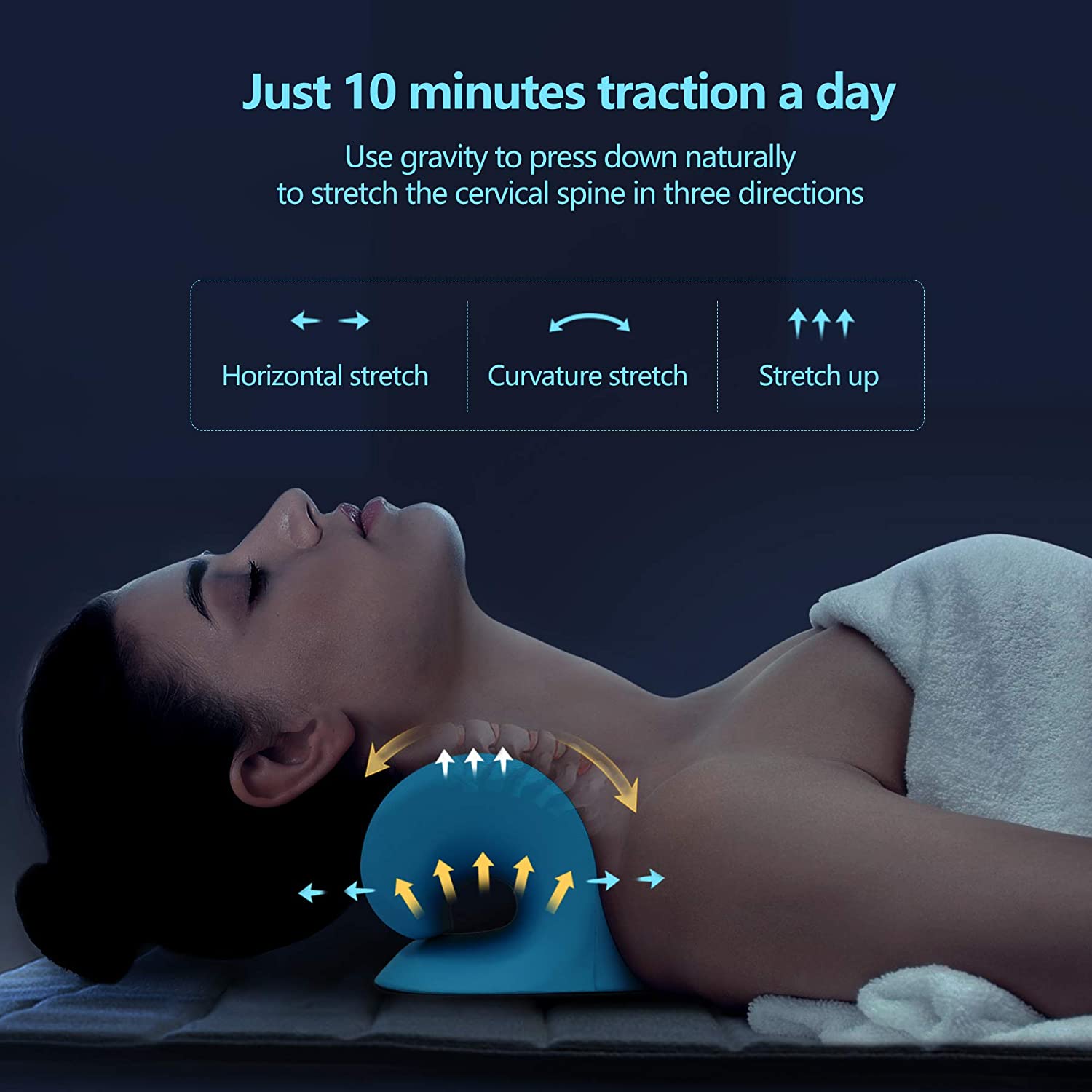 Cervical Traction Device for Neck Shoulder Pain Relief, Neck Stretcher Portable Chiropractic Pillow, Neck Stretcher, Neck Massage Pillow for Neck Shoulder Pain Relief