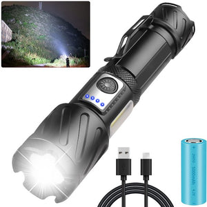 LED Tactical Flashlight, 2000 Lumen LED Zoomable Emergency Flashlight 6 Modes Waterproof Flashlight with Holster for Camping Emergency