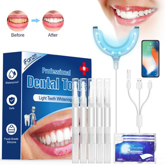 Teeth Whitening Kit,16x LED Light Without Sensitive With 5 Smart Teeth Whitening Pens 3 Teeth Whitening Strips,Effectively Whitens in 30 Minutes,White