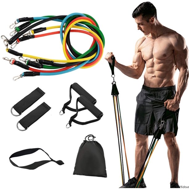 Bodyweight Resistance Trainer Kit, Home Suspension Training Straps, Fitness Resistance Trainer with Resistance Loop Bands, Full Body Workout for Indoor or Outdoor Gym(Black)