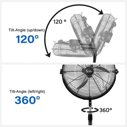 Melliful 18 Inch Pedestal Standing Fan, High Velocity, Heavy Duty Metal For Industrial, Commercial, Residential, Greenhouse Use, Black