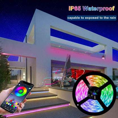 Music Led Strip Lights Powered RGB/Multicolor Strip Light Bluetooth Led Strip APP Controlled Smart Light Strip Waterproof LED TV Backlight Strip, 5050 LED Tape Lights for Room,Kitchen,Bar,Party