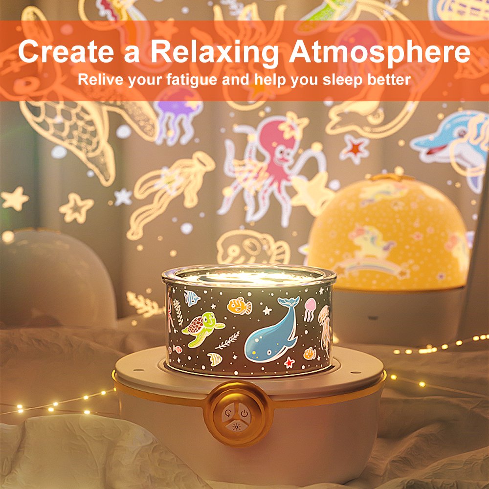 Star Projector Night Light for Kids, LED Galaxy Projector Lamp with 12 Sets Films Projector, Projector Light for Baby Bedroom, 360° Rotating