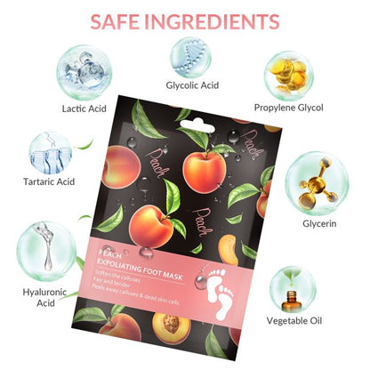 Xpreen Foot Peel Mask 2 Pack,Baby Soft Exfoliating Peeling Foot Mask for Dry Cracked Feet, Dead Skin Callus Remover- Peach Scented