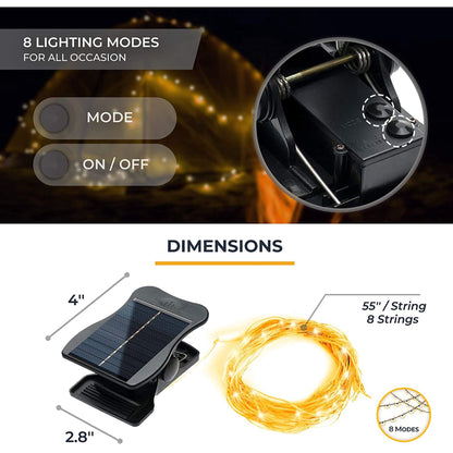 Patio Umbrella String Lights,Umbrella Solar Lights Waterproof Garden Yard Lamp, Warm White Light