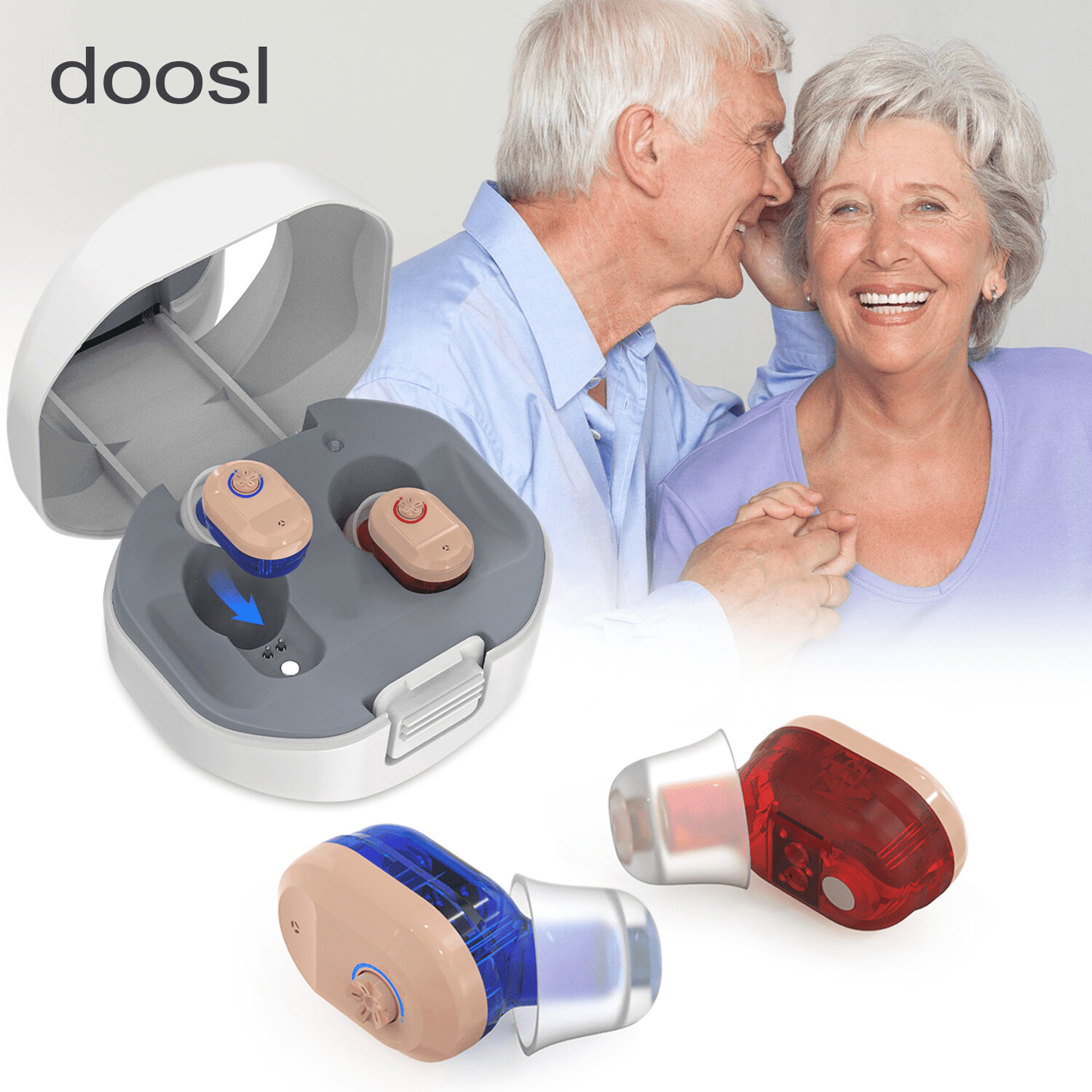 Doosl Mini Rechargeable Ear Hearing Device Sound Amplifier Digital Personal Sound Amplifiers Sounds Amplifier White
