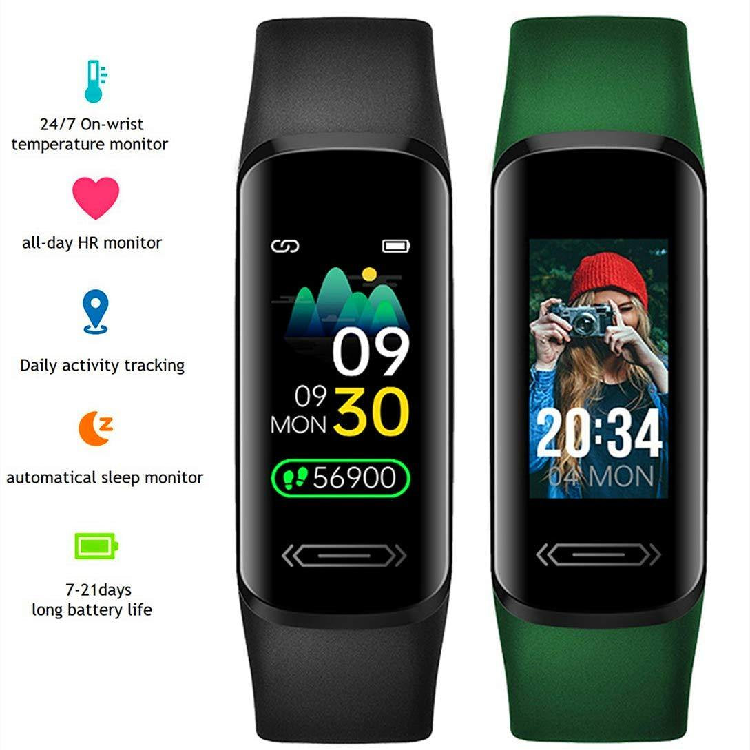 Doosl V101 Fitness Tracker Watch with Heart Rate Sleep Monitor All-Day Body Temperature Pedometer Steps Calories Counter IP68 Waterproof Smart Watch for Teens Women Men Kids, Black