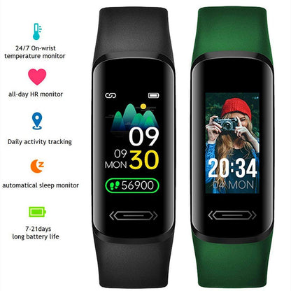 Doosl V101 Fitness Tracker Watch with Heart Rate Sleep Monitor All-Day Body Temperature Pedometer Steps Calories Counter IP68 Waterproof Smart Watch for Teens Women Men Kids