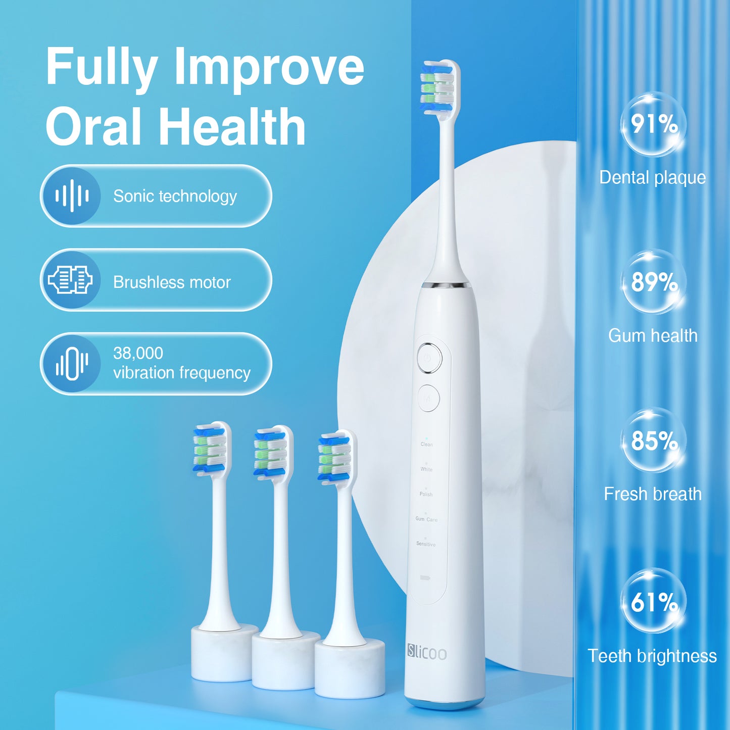 iFanze-Slicoo Ultrasonic Electric Toothbrush