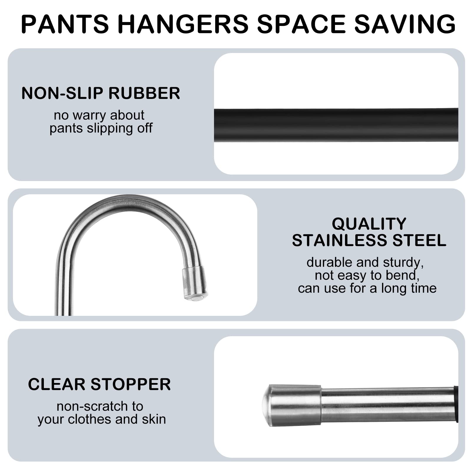 Pants Hangers Space Saving 8 Pack, 5 Layer Stainless Steel S-Shape Jeans Trousers Hangers, Greentro Closet Storage Organizer for Pants Jeans Scarf Hanging