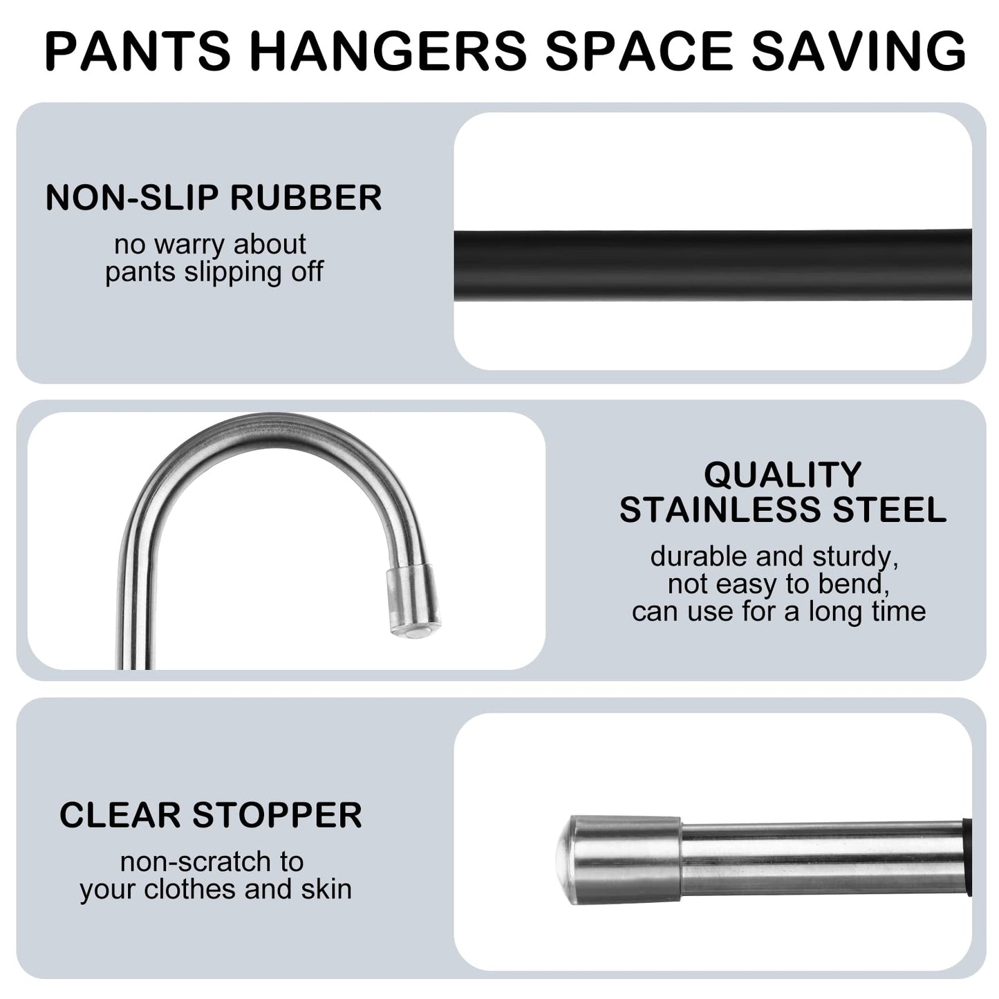 Pants Hangers Space Saving 8 Pack, 5 Layer Stainless Steel S-Shape Jeans Trousers Hangers, Greentro Closet Storage Organizer for Pants Jeans Scarf Hanging