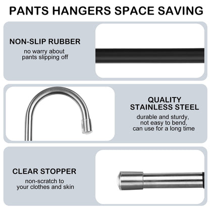 Pants Hangers Space Saving 8 Pack, 5 Layer Stainless Steel S-Shape Jeans Trousers Hangers, Greentro Closet Storage Organizer for Pants Jeans Scarf Hanging