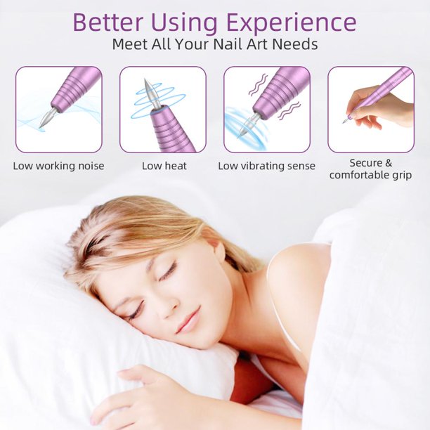 Portable Electric Acrylic Nail Drill File Buffer Machine Kit for Liquid Monomer Dip Powder Polygel Gel Polish Tips with Professional Salon Manicure Pedicure Brush Efile Set 25pcs Sanding Band