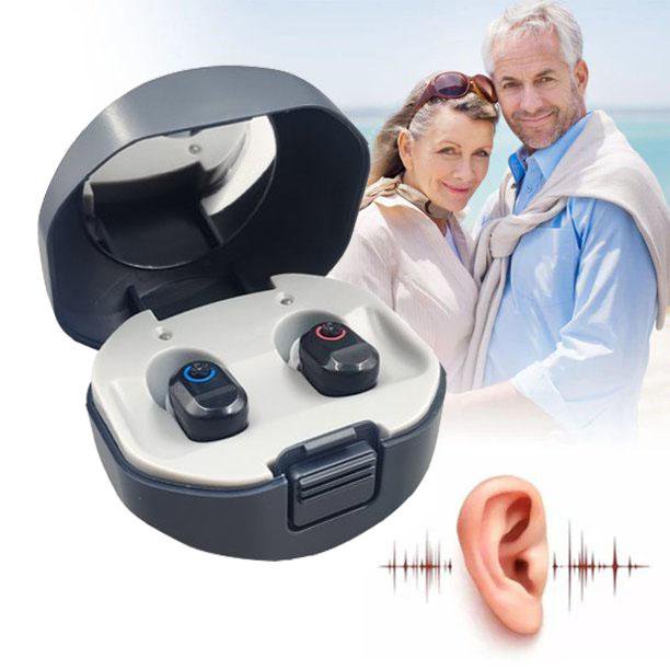 Doosl Hearing Aid with Noise Reduction, Mini In-Ear Digital Hearing Aids for Seniors, Rechargeable Enhances Speech and Audio Sound Amplifier with Portable Charging Case, Both Ears