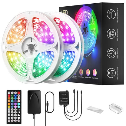 Laighter 65.6 FT RGBW LED Light Strip 5050 LED Tape Lights for Bedroom, Music Sync Color Changing LED Rope Lights with Ir Remote (2x32.8ft)