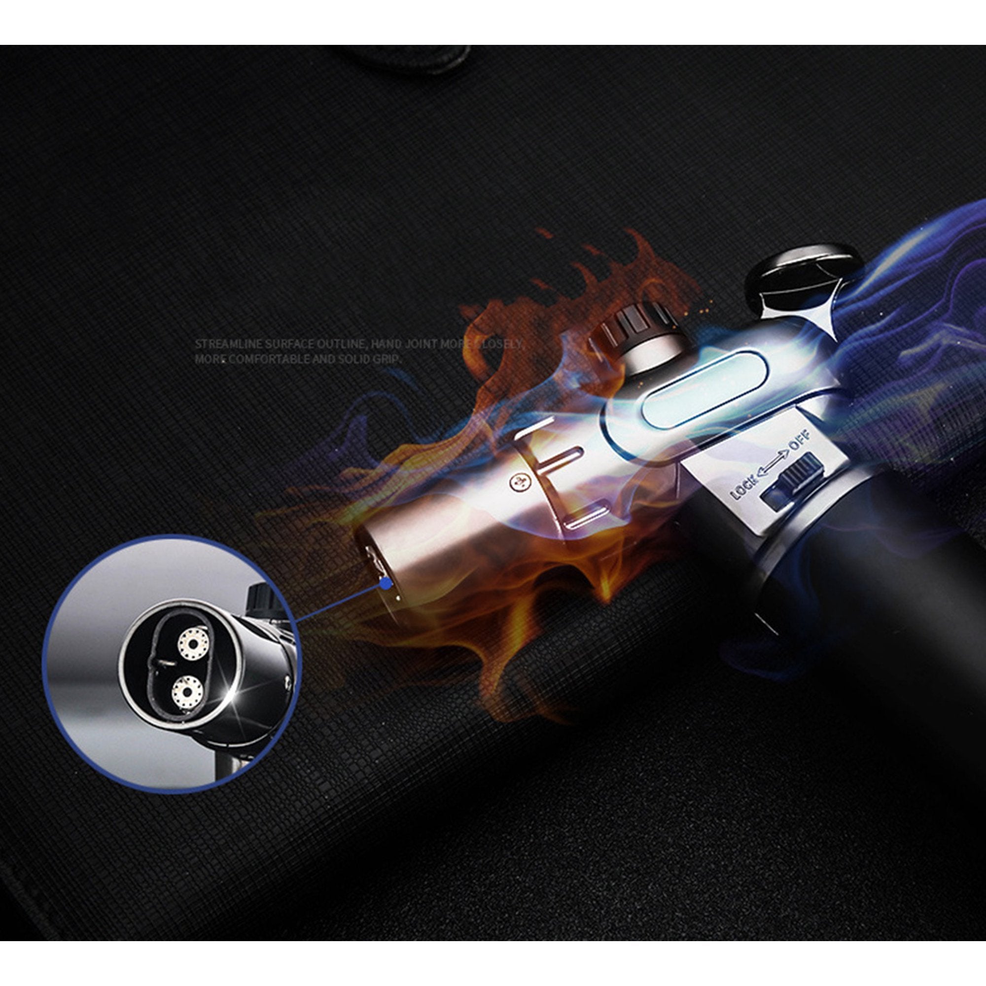 Vinmall Butane Torch, Refillable Culinary Blow Torch with Double Fire & Adjustable Flame, Kitchen Cooking Torch for Creme Brulee, Baking, BBQ, Butane Fuel Not Included