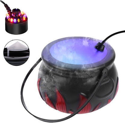 Jorocks Halloween Mist Maker, 16W Witch Cauldron Fog Machine with Colorful LED lights, Black
