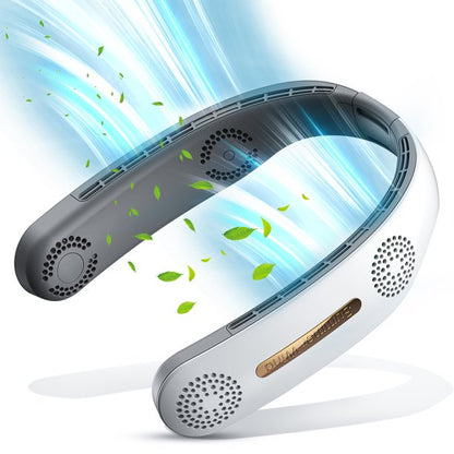Portable Neck Fan, Rechargeable Hands Free Bladeless Portable Mini Fans,3 Speeds, 4000 mAh Battery Operated Wearable Personal Fan,Wearable Neck Fan Suitable for Traveling,Sports, Office,White