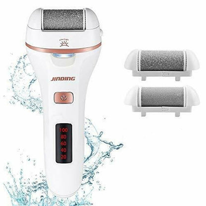 Electric Callus Remover, Rechargeable Foot File Hard Skin Remover Pedicure Tools for Feet Electronic Callus Shaver Waterproof Pedicure kit for Cracked Heels and Dead Skin with 2 Roller Heads