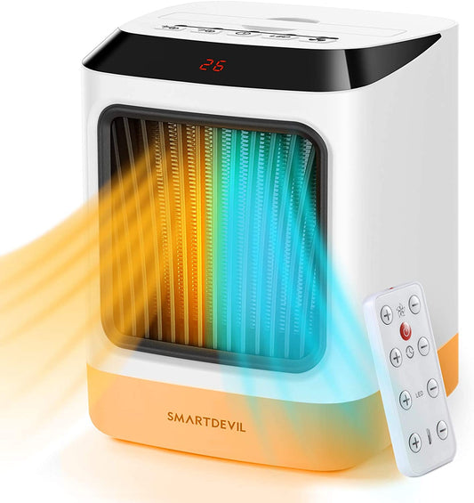 Portable Electric Heater,Portable Electric Space Heater with Timing setting,800W-1000W Safe and Quiet Heater Fan with LED Night light,Winter Warmer Home Office,Cold and Warm Dual-Use