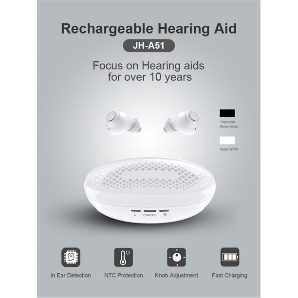 Doosl Upgraded Rechargeable Hearing Aids for Ears, Hearing Amplifiers for Seniors with Noise Cancelling and Portable Charging Box(White)