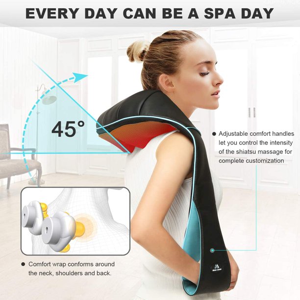 Neck and Back Massager, Deep Tissue 4D Kneading Massage Pillow, Massagers for Neck and Back with Heat for Shoulder, Leg, Body Muscle Pain Relief, Home, Office, and Car Use