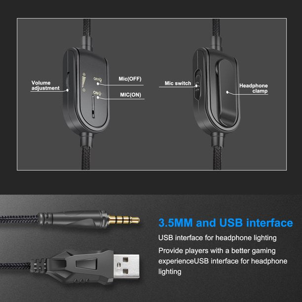 Onikuma K8 Over-Ear Gaming Headset, Wired Stereo Game Headphones with Mic for PS4 PS5 Xbox Nintendo Switch PC Laptop ipad Over-Ear Headphone with Microphone