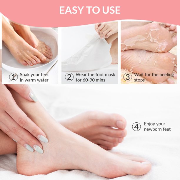 Xpreen Foot Peel Mask 2 Pack,Baby Soft Exfoliating Peeling Foot Mask for Dry Cracked Feet, Dead Skin Callus Remover- Peach Scented