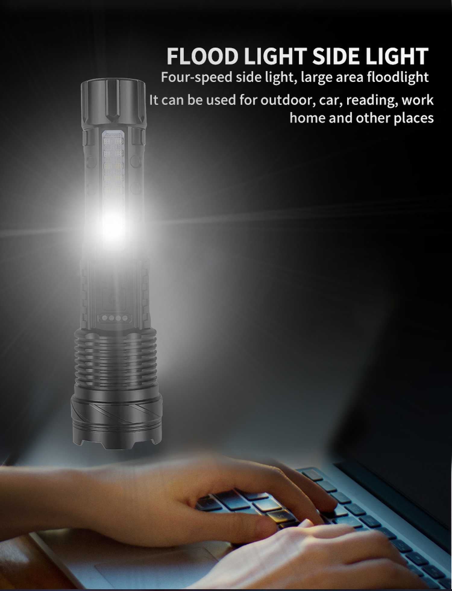 Rechargeable LED Flashlights, 8000 Lumens Super Bright Flashlight with Type-C USB Charging with Power Display, 7 Modes Zoomable Waterproof Powerful Flashlight, for Outdoor Activity or Emergency Use