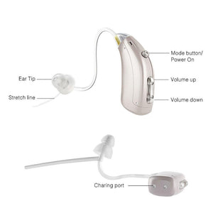 Rechargeable Hearing Aids for Both Ears, Vinmall Digital Hearing Amplifier with Charging Case, 1 Pair, Silver