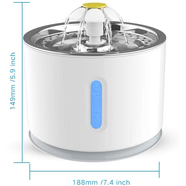 Mrdoggy Pet Fountain,Cat Water Fountain, Automatic Water Dispenser for Cats and Dogs, Circulating Filtration System, Easy-to-See Water Level, Low Noise 80oz/2.4L Capacity