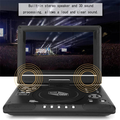 Qunler Portable DVD Player with 8.5" HD Swivel Screen and Remote Control, Support FM Radio, Black