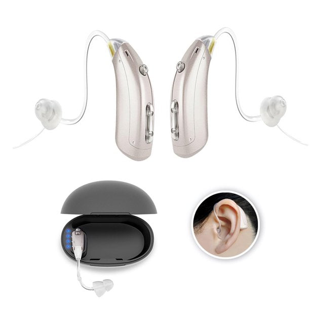 Hearing Aids for Adults Seniors, Rechargeable Hearing Assist with Earbuds Voice Enhancer Noise Cancelling 1 pair